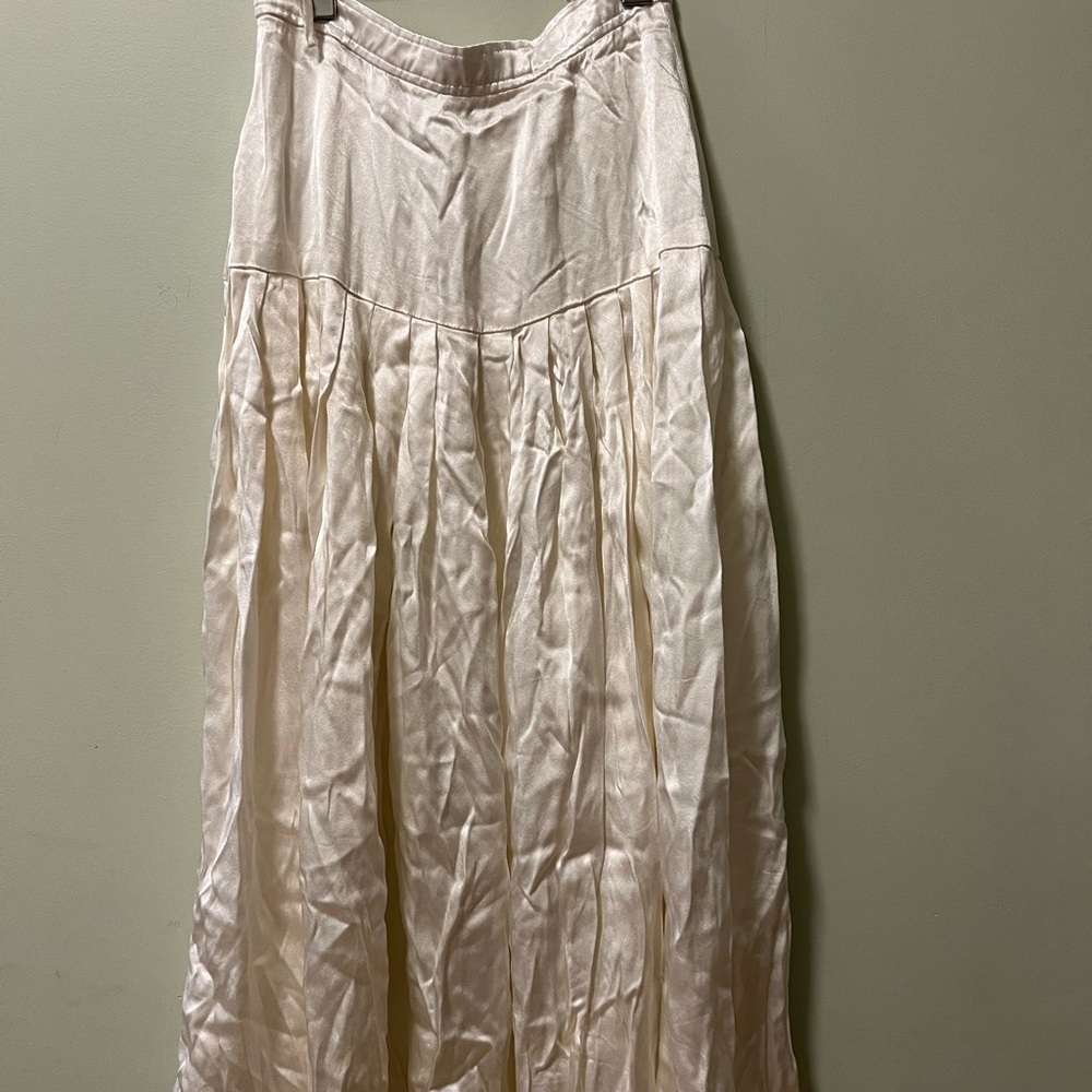 Gideon Oberson Beige/Cream Midi Drop Waist Skirt